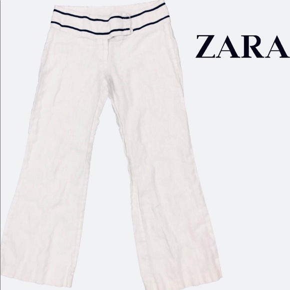 Zara Pants - Zara White 100% Linen Pants Size 4